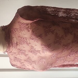 Free People Full Bloom Mauve Lace Layering Top Long Sleeve
